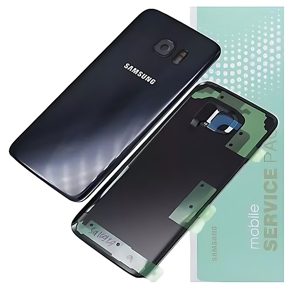 For Samsung S7 Edge , G935 - Replacement Battery Cover , Rear Panel With Camera Lens - Black - Service Pack - GH82 - 11346A