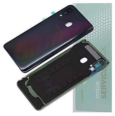 For Samsung A40 , A405 - Replacement Battery Cover , Rear Panel With Camera Lens - Black - Service Pack - GH82 - 19406A