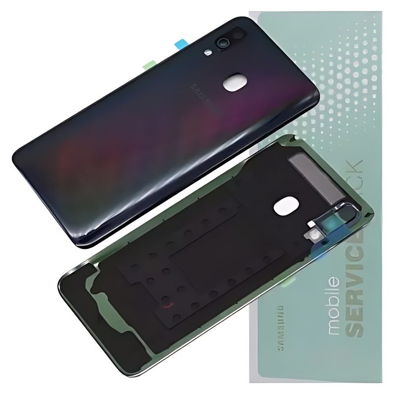 For Samsung A40 , A405 - Replacement Battery Cover , Rear Panel With Camera Lens - Black - Service Pack - GH82 - 19406A