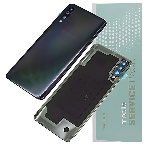 For Samsung A70 , A705 - Replacement Battery Cover , Rear Panel With Camera Lens - Black - Service Pack - GH82 - 19467A