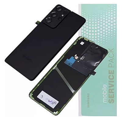 Genuine Samsung S21 Ultra , G998 - Replacement Battery Cover , Rear Panel With Camera Lens - Black - Service Pack - GH82 - 24499A