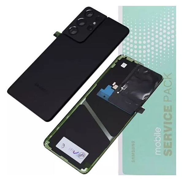 Genuine Samsung S21 Ultra , G998 - Replacement Battery Cover , Rear Panel With Camera Lens - Black - Service Pack - GH82 - 24499A
