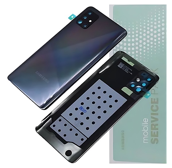 Genuine Samsung A51 , A515 - Replacement Battery Cover , Rear Panel With Camera Lens - Black - Service Pack - GH82 - 21653B