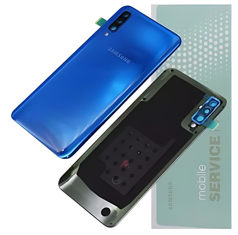 For Samsung A50 , A505 - Replacement Battery Cover , Rear Panel With Camera Lens - Blue - Service Pack - GH82 - 19229C