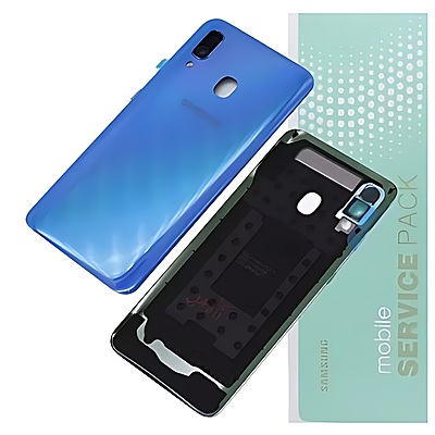 For Samsung A40 , A405 - Replacement Battery Cover , Rear Panel With Camera Lens - Blue - Service Pack - GH82 - 19406C