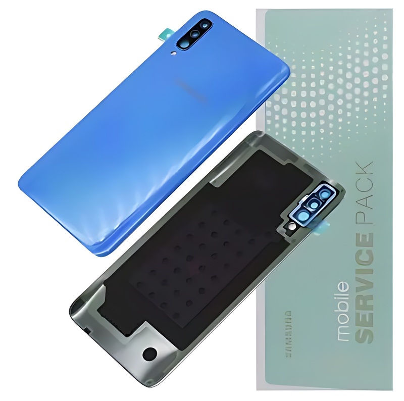 For Samsung A70 , A705 - Replacement Battery Cover , Rear Panel With Camera Lens - Blue - Service Pack - GH82 - 19467C