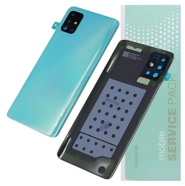Genuine Samsung A51 , A515 - Replacement Battery Cover , Rear Panel With Camera Lens - Blue - Service Pack - GH82 - 21653C