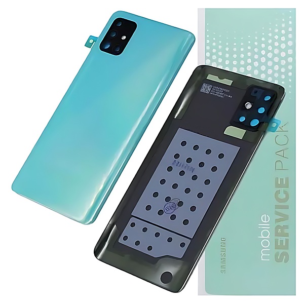 Genuine Samsung A51 , A515 - Replacement Battery Cover , Rear Panel With Camera Lens - Blue - Service Pack - GH82 - 21653C
