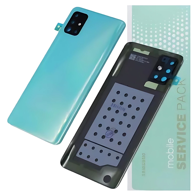 Genuine Samsung A51 , A515 - Replacement Battery Cover , Rear Panel With Camera Lens - Blue - Service Pack - GH82 - 21653C