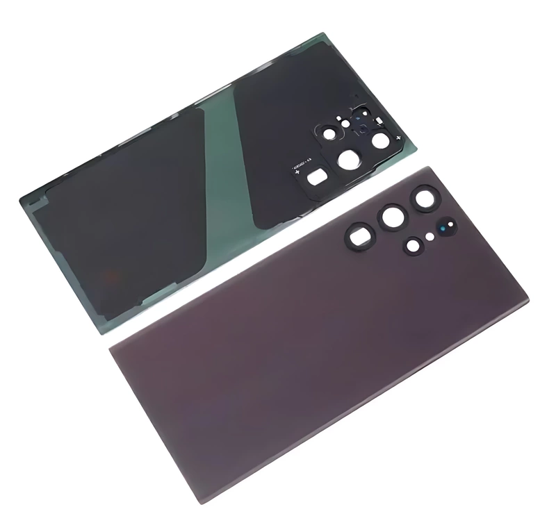 For Samsung Galaxy S22 Ultra , S908 - Replacement Battery Cover , Rear Panel With Camera Lens - Burgundy
