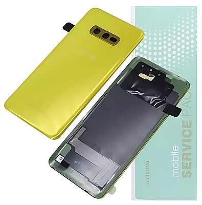Genuine Samsung S10E , G970 - Replacement Battery Cover , Rear Panel With Camera Lens - Canary Yellow - Service Pack - GH82 - 18452G