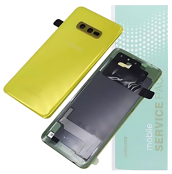 Genuine Samsung S10E , G970 - Replacement Battery Cover , Rear Panel With Camera Lens - Canary Yellow - Service Pack - GH82 - 18452G