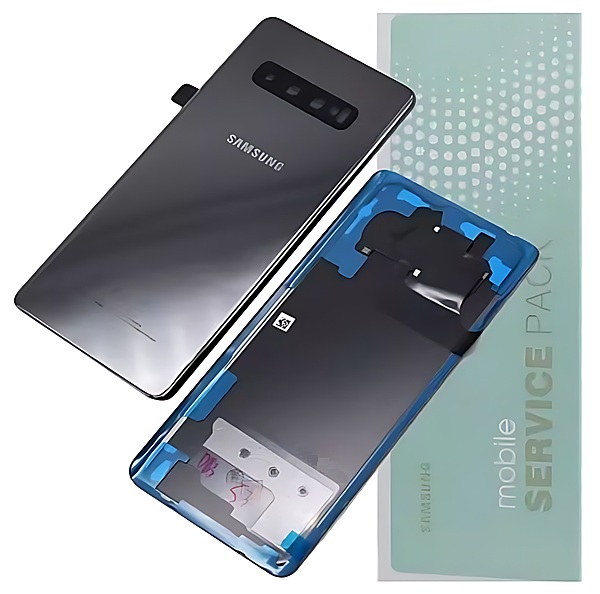 For Samsung S10 Plus , G975 - Replacement Battery Cover , Rear Panel With Camera Lens - Ceramic Black - Service Pack - GH82 - 18867A