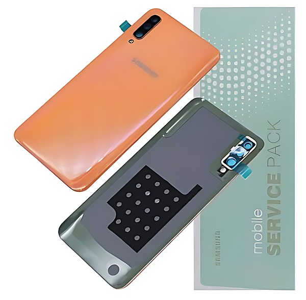 For Samsung A50 , A505 - Replacement Battery Cover , Rear Panel With Camera Lens - Coral - Service Pack - GH82 - 19229D