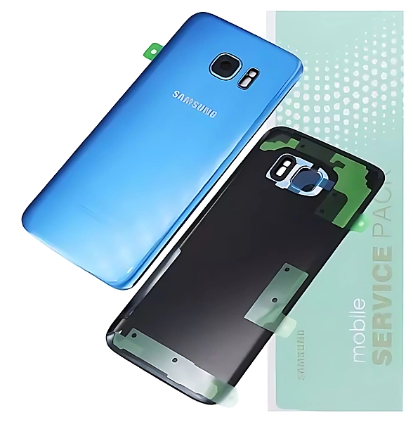 For Samsung S7 Edge , G935 - Replacement Battery Cover , Rear Panel With Camera Lens - Coral Blue - Service Pack - GH82 - 11346F