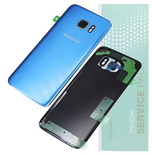 For Samsung S7 Edge , G935 - Replacement Battery Cover , Rear Panel With Camera Lens - Coral Blue - Service Pack - GH82 - 11346F