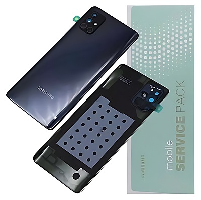 Genuine Samsung A71 , A715 - Replacement Battery Cover , Rear Panel With Camera Lens - Crush Black - Service Pack - GH82 - 22112A