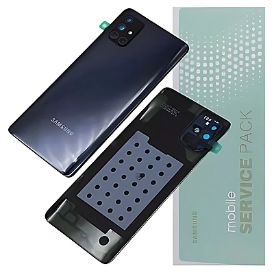 Genuine Samsung A71 , A715 - Replacement Battery Cover , Rear Panel With Camera Lens - Crush Black - Service Pack - GH82 - 22112A