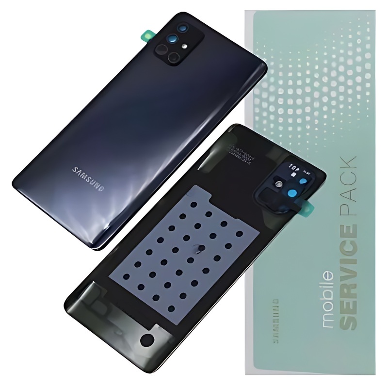 Genuine Samsung A71 , A715 - Replacement Battery Cover , Rear Panel With Camera Lens - Crush Black - Service Pack - GH82 - 22112A