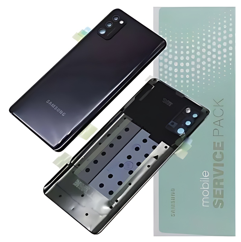 For Samsung A41 , A415 - Replacement Battery Cover , Rear Panel With Camera Lens - Crush Black - Service Pack - GH82 - 22585C
