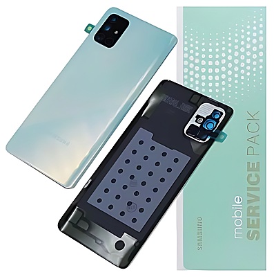 Genuine Samsung A71 , A715 - Replacement Battery Cover , Rear Panel With Camera Lens - Crush Blue - Service Pack - GH82 - 22112C