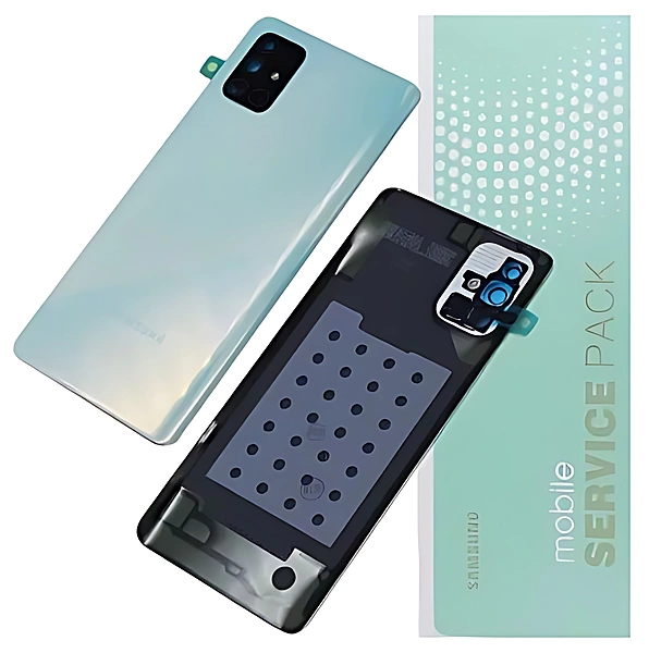 Genuine Samsung A71 , A715 - Replacement Battery Cover , Rear Panel With Camera Lens - Crush Blue - Service Pack - GH82 - 22112C
