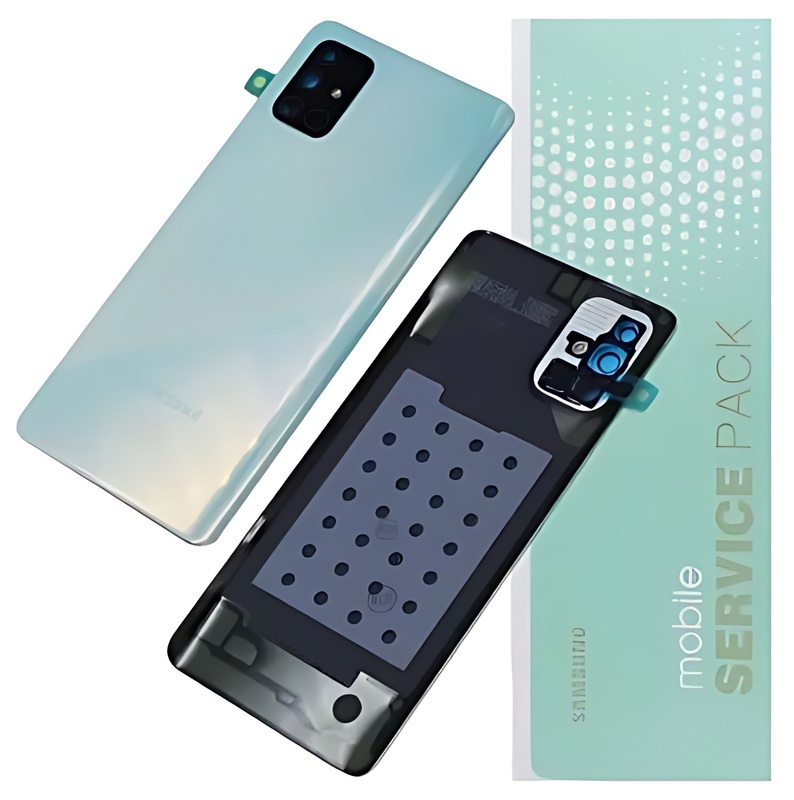Genuine Samsung A71 , A715 - Replacement Battery Cover , Rear Panel With Camera Lens - Crush Blue - Service Pack - GH82 - 22112C