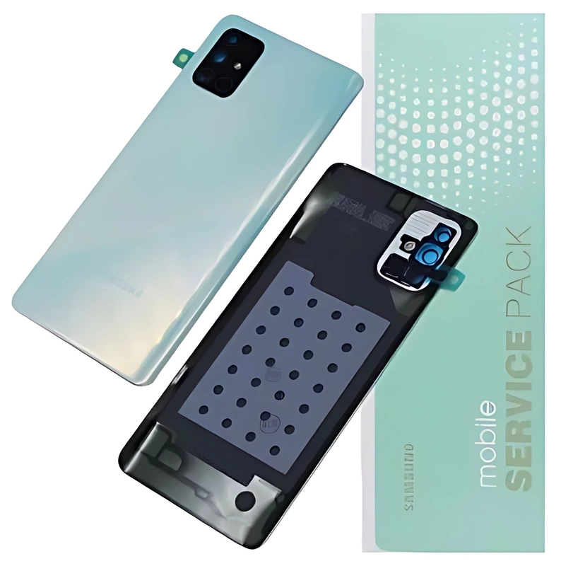 Genuine Samsung A71 , A715 - Replacement Battery Cover , Rear Panel With Camera Lens - Crush Blue - Service Pack - GH82 - 22112C