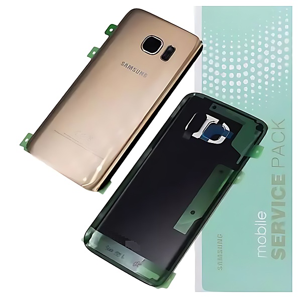 For Samsung S7 , G930 - Replacement Battery Cover , Rear Panel With Camera Lens - Gold - Service Pack - GH82 - 11384C