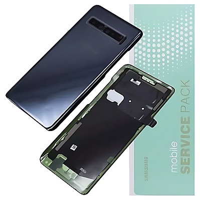 Genuine Samsung 10 5G , G977 - Replacement Battery Cover , Rear Panel With Camera Lens - Majestic Black - Service Pack - GH82 - 19500B