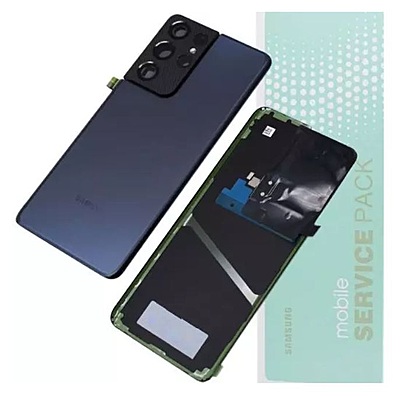 Genuine Samsung S21 Ultra , G998 - Replacement Battery Cover , Rear Panel With Camera Lens - Navy - Service Pack - GH82 - 24499D