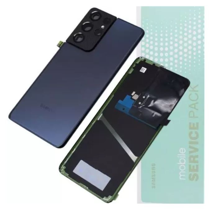 Genuine Samsung S21 Ultra , G998 - Replacement Battery Cover , Rear Panel With Camera Lens - Navy - Service Pack - GH82 - 24499D