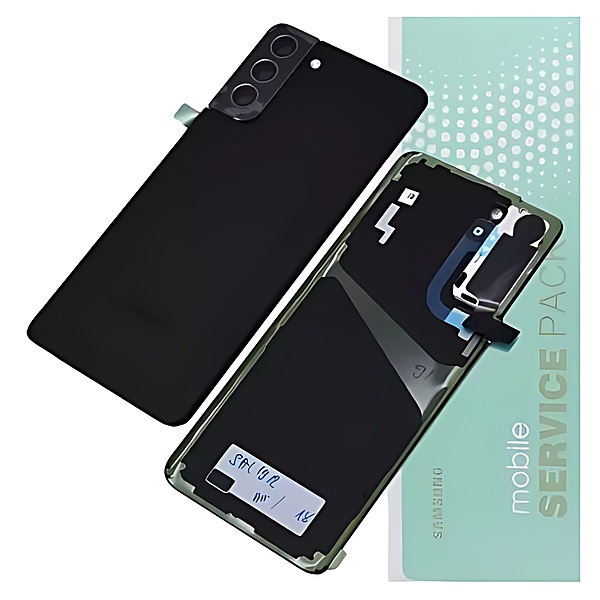Genuine Samsung S21 Plus , G996 - Replacement Battery Cover , Rear Panel With Camera Lens - Phantom Black - Service Pack - GH82 - 24505A