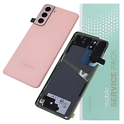Genuine Samsung S21 5G , G991 - Replacement Battery Cover , Rear Panel With Camera Lens - Phantom Pink - Service Pack - GH82 - 24519D