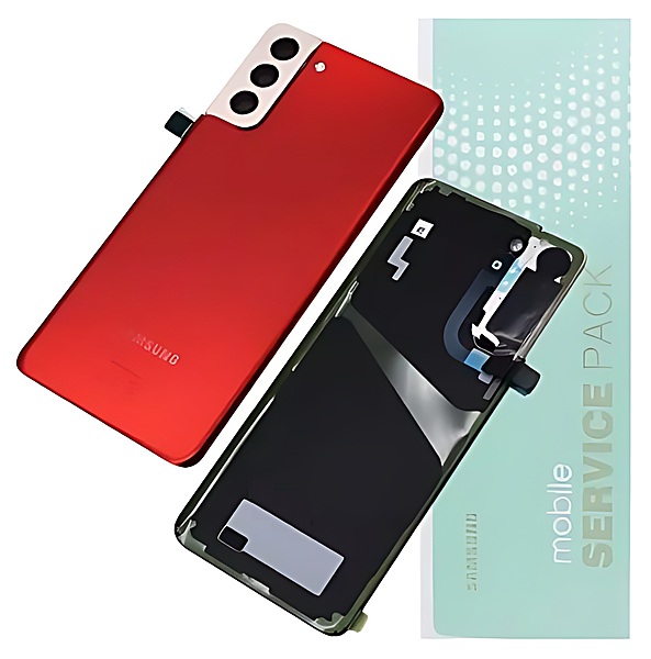 Genuine Samsung S21 Plus , G996 - Replacement Battery Cover , Rear Panel With Camera Lens - Phantom Red - Service Pack - GH82 - 24505G