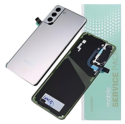 Genuine Samsung S21 Plus , G996 - Replacement Battery Cover , Rear Panel With Camera Lens - Phantom Silver - - Service Pack - GH82 - 24505C