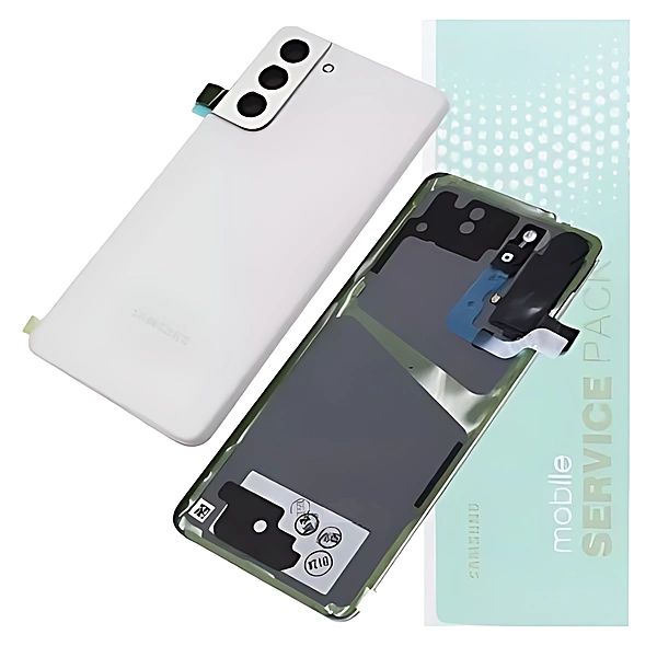 Genuine Samsung S21 5G , G991 - Replacement Battery Cover , Rear Panel With Camera Lens - Phantom White - Service Pack - GH82 - 24519C