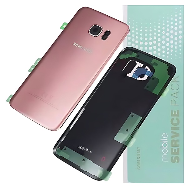 For Samsung S7 Edge , G935 - Replacement Battery Cover , Rear Panel With Camera Lens - Pink - Service Pack - GH82 - 11346E