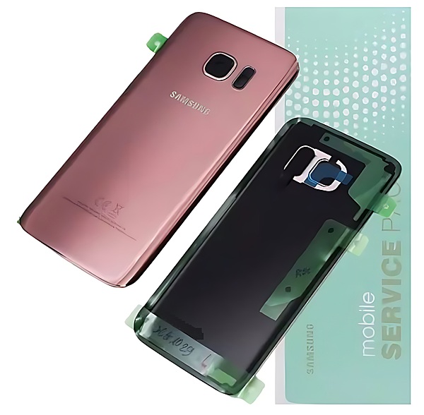 For Samsung S7 , G930 - Replacement Battery Cover , Rear Panel With Camera Lens - Pink - Service Pack - GH82 - 11384E