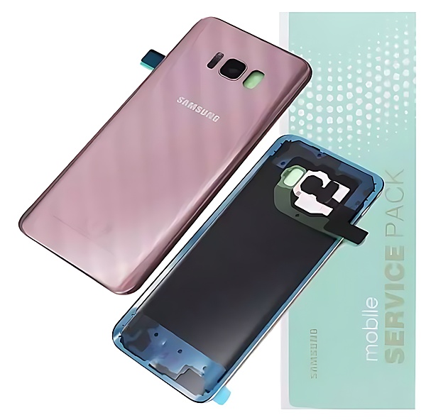 For Samsung S8 Plus , G955 - Replacement Battery Cover , Rear Panel With Camera Lens - Pink Gold - Service Pack - GH82 - 14015E