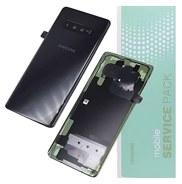 For Samsung S10 Plus , G975 - Replacement Battery Cover , Rear Panel With Camera Lens - Prism Black - Service Pack - GH82 - 18406A