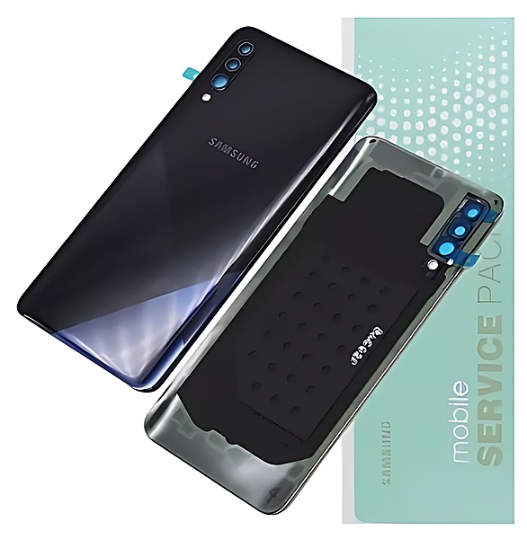 Genuine Samsung A30s , A307 - Replacement Battery Cover , Rear Panel With Camera Lens - Prism Black - Service Pack - GH82 - 20805A