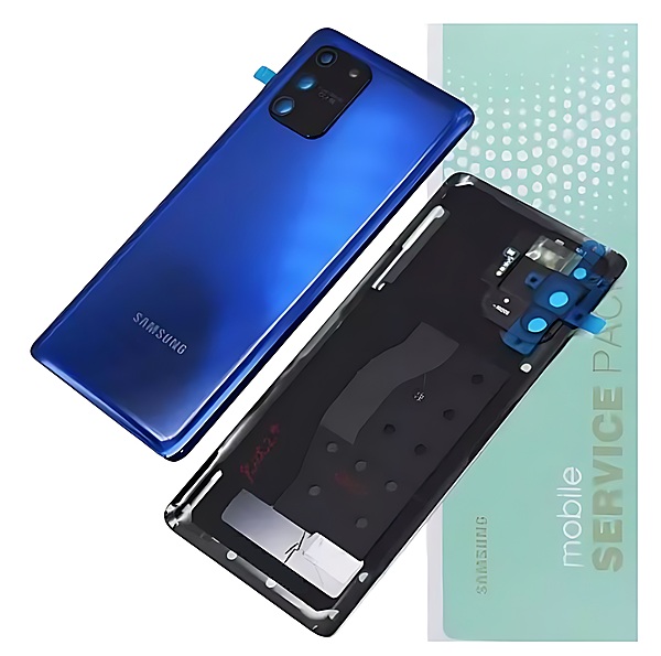 Genuine Samsung S10 Lite , G770 - Replacement Battery Cover , Rear Panel With Camera Lens - Prism Blue - Service Pack - GH82 - 21670C
