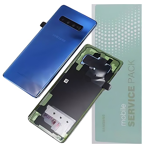 For Samsung S10 Plus , G975 - Replacement Battery Cover , Rear Panel With Camera Lens - Prism Blue - Service Pack - GH82 - 18406C