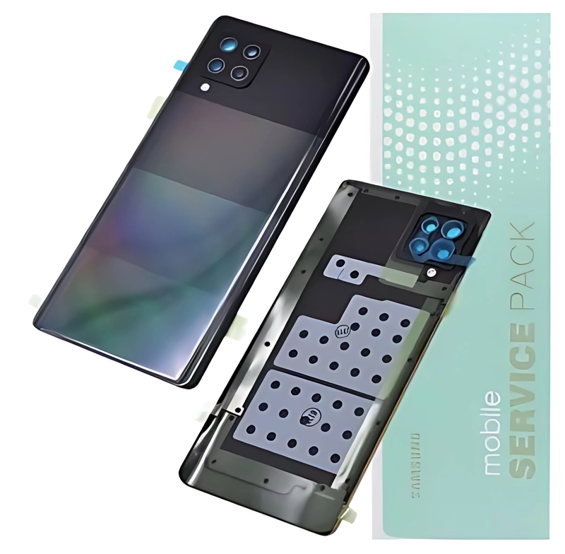 For Samsung A42 5G , A426 - Replacement Battery Cover , Rear Panel With Camera Lens - Prism Dot Black - Service Pack - GH82 - 24378A