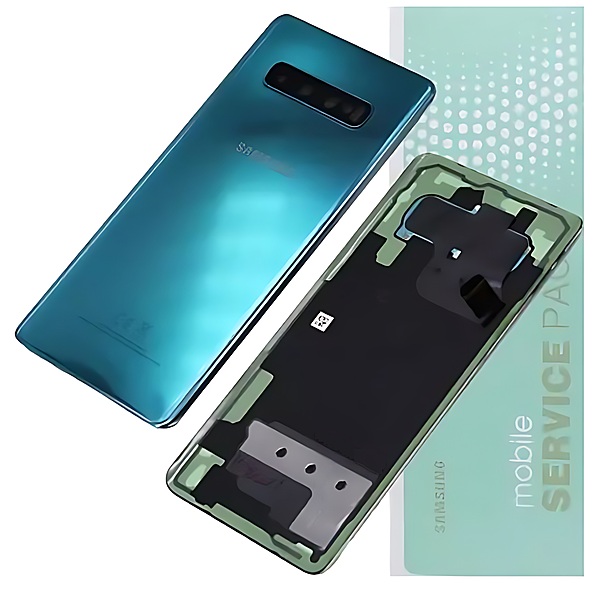 For Samsung S10 Plus , G975 - Replacement Battery Cover , Rear Panel With Camera Lens - Prism Green - Service Pack - GH82 - 18406E