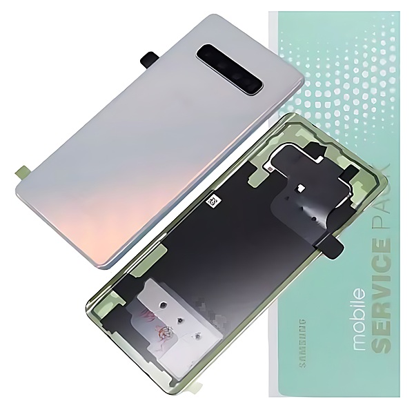 For Samsung S10 Plus , G975 - Replacement Battery Cover , Rear Panel With Camera Lens - Prism White - Service Pack - GH82 - 18406F