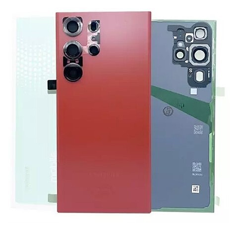 Genuine Samsung S23 Ultra , S918 - Replacement Battery Cover , Rear Panel With Camera Lens - Red - Service Pack - GH82 - 30400F