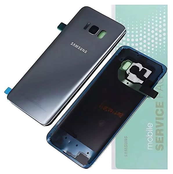 For Samsung S8 Plus , G955 - Replacement Battery Cover , Rear Panel With Camera Lens - Silver - Service Pack - GH82 - 14015B