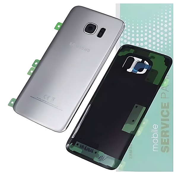 For Samsung S7 Edge , G935 - Replacement Battery Cover , Rear Panel With Camera Lens - Silver - Service Pack - GH82 - 11346B